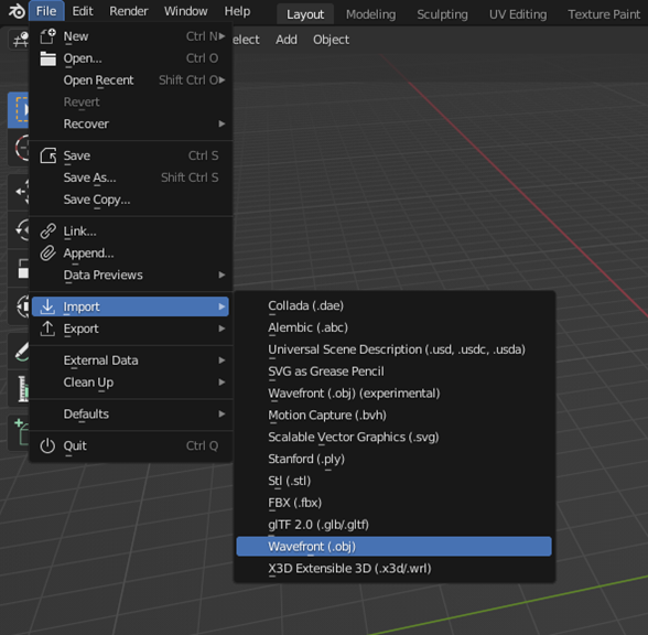 Import object on Blender